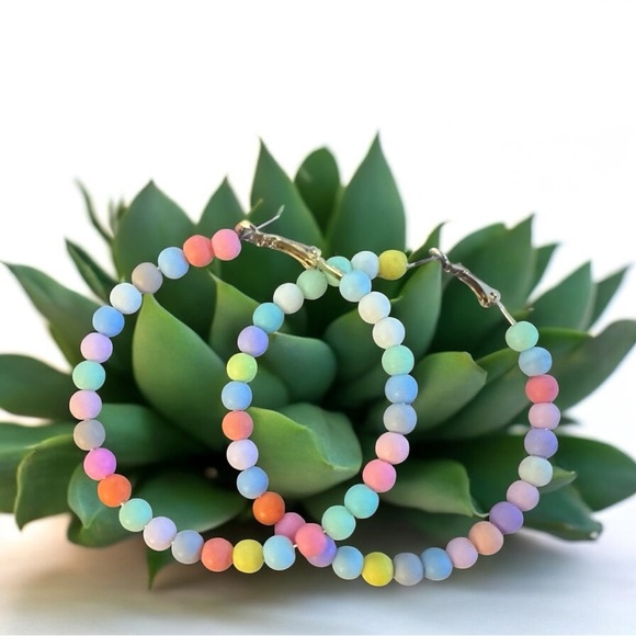 Handmade Jewelry - Colorful Beaded Hoop Earrings